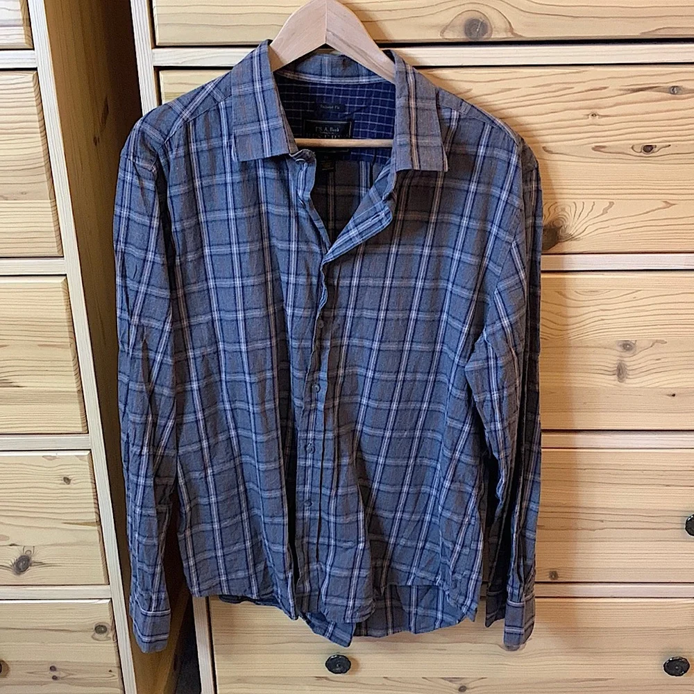 Jos. A. Bank Reserve Tailored Fit Cashmere Plaid Button Down Size Extra Large